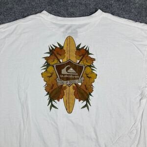 Quiksilver T-Shirt Mens XL White Organic Cotton Surf Logo Casual Tee